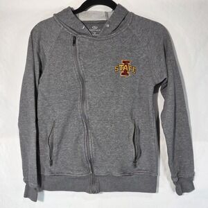Vantage Iowa State Cyclones Hoodie Women Small Gray Good Asymmetrical Moto Zip